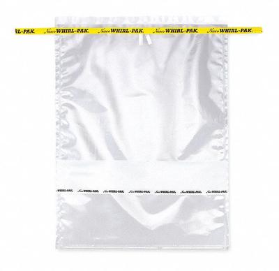WHIRL-PAK Sampling Bag: Write-On, Sterile, 92 fl oz Capacity - oz, 2.72 L Capacity - mL - Write On Sterilized Bags