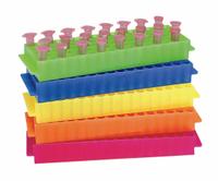 Tube Rack: 2 3/4 in Overall Wd, 1 in Overall Ht, 9 in Overall Lg, Polypropylene, Natural, (80) Wells (MPN HS29025A). Key specifications — Material: Polypropylene; Mounting Location: Benchtop; Color: Natural; Product Type: Test Tube Rack; Total Holding Capacity: (80) Wells; Brand: HEATHROW SCIENTIFIC.