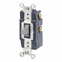 LEVITON Wall Switch: Toggle Switch, Single Pole, Momentary, Gray, 120/277V AC, 15 A (MPN 1256-GY). Key specifications — Illuminated: No; Voltage Rating: 120/277V AC.