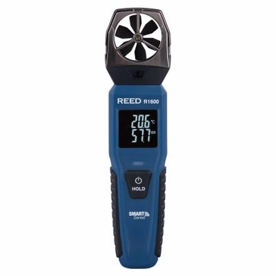 REED INSTRUMENTS Anemometer: 1 fpm Air Velocity Resolution, Relative Humidity, Rotating Vane - Rotating Vane Air Velocity Meters