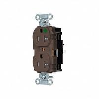 HUBBELL Receptacle: Hospital Grade, Duplex, 5-20R, Brown, 125V AC, 20 A, 2 Pole / 3 Wire (MPN 8300STTR)