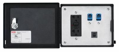 NVENT HOFFMAN Data Interface Port: Polycarbonate, 120V Duplex Receptacle/(2) RJ45 - Ethernet Panel Interface