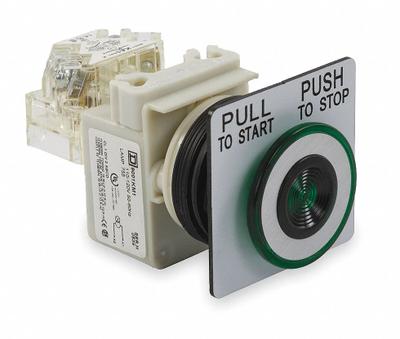 SCHNEIDER Mushroom Head Push Button: Illuminated, Mushroom Head Profile, Non-Metallic - Illuminated Mushroom-Head Push Buttons