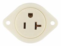 BRYANT Flanged Receptacle: Single, 5-20, White, 125V AC, 20 A, 2 Pole / 3 Wire (MPN 5379)