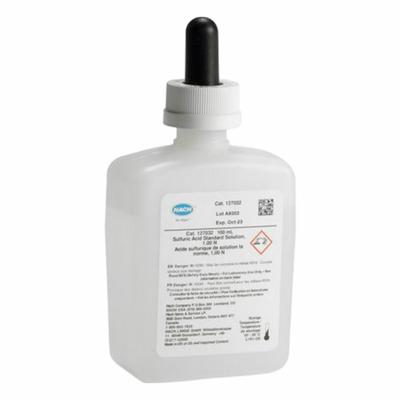 HACH Sulfuric Acid Standard Solution: 100 mL Volume, 1 N, Bottle, Acid/Solution/Std - Ion Specific Standards