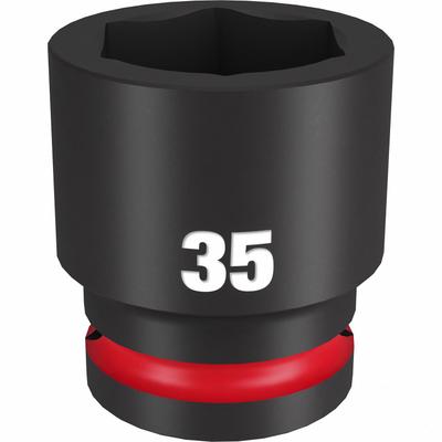 MILWAUKEE Standard Impact Socket: 3/4 in Drive Size, Metric, 35 mm Socket Size, 6-Point - 3/4" Drive Impact Sockets