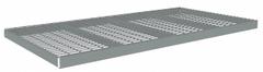 TENNSCO Shelf: 96 in x 48 in, 1,600 lb Load Capacity, Steel, 5 ga Decking, Gray, Shelf (MPN ZLCS-9648W). Key specifications — Decking Material: Steel; Includes: (2) Channel Beams; Decking Finish: Zinc Plated; Shelf Configuration: Single Straight; Color: Gray; Frame Material: Steel; Brand: TENNSCO; Frame Finish: Zinc Plated.