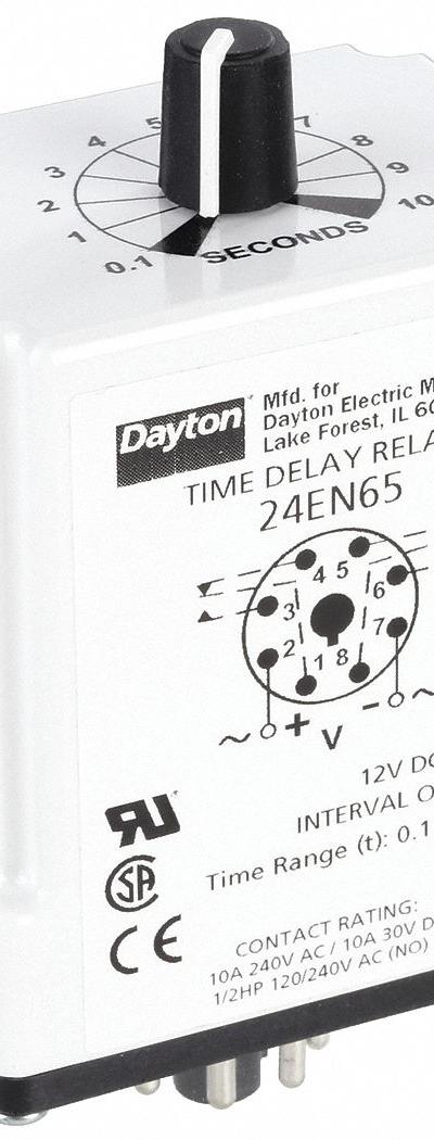 DAYTON Single Function Time Delay Relay: Socket Mounted - Socket-Mounted Relays