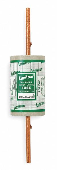 BUSSMANN Fuse: Class RK1, KTN-R Series, Fast-Acting, 400 A, 250 V AC, 250 V DC, Non-Indicating (MPN KTN-R-400). Key specifications — Series: KTN-R; Brand: BUSSMANN.