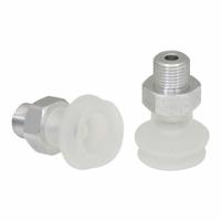 SCHMALZ Vacuum Pad Assembly: Bellows, 1.5 Folds, G1/8 in Vacuum Port, 21 mm Pad Dia, Clear, 55 A (MPN 10.01.06.00393). Key specifications — attr1019136: 10.01.06.00393; attr1019138: SCHMALZ; attr1019139: 55 A.