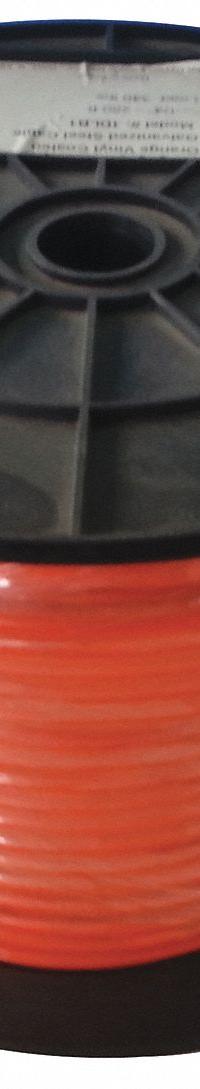 APPROVED VENDOR Wire Rope: Vinyl, Galvanized Steel, 7 x 7, 340 lb Working Load Limit, Orange (MPN 33RG50). Key specifications — End Type: Plain; Brand: APPROVED VENDOR.