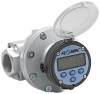 FLOMEC Electronic Flowmeter: Oval Gear Flow Meter, Fuel Oils/Fuels/Grease/Lubricants/Oils, Aluminum (MPN OM040A001-822R5G). Key specifications — Display Type: Digital; Max. Voltage: 36V DC; Accuracy: +/-0.5%; Brand: FLOMEC; Output Type: 4-20 mA.