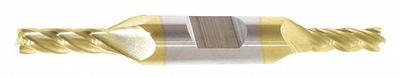 APPROVED VENDOR Square End Mill: Carbide, TiN Coated, Double End, 4 Flute, 1/8" Mill Dia - Double-End Carbide Square End Mills