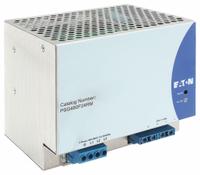 EATON DC Power Supply: DIN Rail, 960 W Output Power - Rated, 20 A Current - Output, Three Phase (MPN PSG480F24RM). Key specifications — attr1044898: Three; attr1044874: Aluminum; attr1044879: 400 to 500V AC; attr211400: EATON.