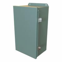 HAMMOND Electrical Enclosure: Steel, 14 in x 8 in x 6 in, NEMA 12/13/3R/4, Solid Cover, Hinged (MPN HJ1486HLP). Key specifications — Closure Method: Clamps; Brand: HAMMOND; Knockouts: Not Included.