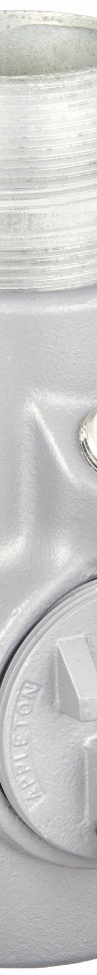 Sealing Fitting with Drain - Vertical: Iron, 2 1/2 in Trade Size, Male, 7 1/2 in Overall Lg (MPN EYD-76). Key specifications — Brand: APPLETON ELECTRIC; Connection Type: Threaded; Thread Gender: Male; Ends - Hazardous Fittings: 2-1/2 in FNPT x 2-1/2 in MNPT; Material: Iron; Hazardous Location Rating: Class III; Thread Type: NPT; Standards: CSA C22.2 No 30.