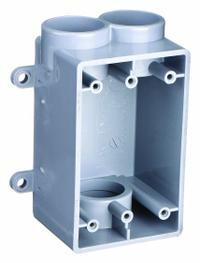 CANTEX Electrical Box: PVC, Rectangular, 1 Gangs, 1 in Hub Size, 20 cu in Capacity, Gray (MPN 5133546). Key specifications — Color: Gray; Brand: CANTEX.