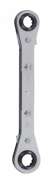 PROTO Box End Wrench: Chrome, 15 mm_17 mm Head Size, 8 in Overall Lg, Std, 0° Head Offset Angle (MPN J1195MLO). Key specifications — attr309490: Chrome; attr309484: Yes; attr309492: No; attr324928: PROTO.