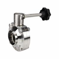 DIXON Butterfly Valve: 1 1/2 in Pipe Size, Solder, 140 psi Max. Pressure (CWP), 316L Stainless Steel (MPN B5107S150BB-B). Key specifications — Average Surface Roughness (Ra): ≤ 32 micron; Brand: DIXON; Stop Positions: Unlimited; Handle Type: Lever; Body Material: 316L SS; Disc Material: 316L SS.