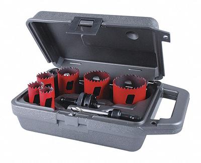 MORSE Hole Saw Kit: 8 Pieces, 1 15/16 in Max. Cutting Dp, Bi-Metal - Multi-Material-Cutting Hole Saw Kits