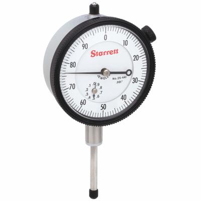 STARRETT Dial Indicator - Lug Back: 0 in to 1 in, Inch, Plunger - Continuous Reading Back Lug Dial Indicators