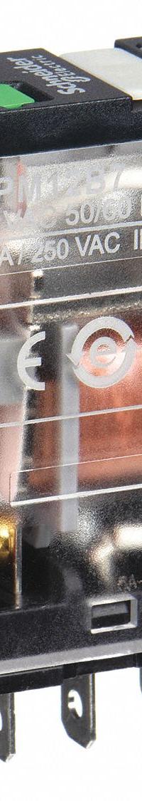 SCHNEIDER General Purpose Relay: Socket Mounted, 15 A Current Rating, 24V AC, SPDT, 5 Pins/Terminals (MPN RPM12B7). Key specifications — Brand: SCHNEIDER; Base Type: Square; Mounting Style: Plug-In; Pin Shape: Flat; Electrical Connection: Quick-Connect; Manufacturer Part Number: RPM12B7; Series: Harmony™ RPM Series.
