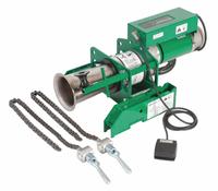 GREENLEE Cable Puller: Chain Mount, 10,000 lbf Max Force, 6,500 lbf Max. Continuous, 115V AC, 20 A (MPN 6901). Key specifications — attr534134: 115V AC; attr531753: GREENLEE.