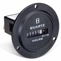 TRUMETER Hour Meter: Hour Meters, Front Panel Mounting, Analog, 10 V DC – 80 V DC, Analog, Tenth (MPN 732-0001). Key specifications — Mounting Style: Flange; Standards: RoHS; Bezel Face Shape: Round; Hour Unit Increment: Tenth; NEMA Enclosure Rating: 4; Brand: TRUMETER; Manufacturer Part Number: 732-0001; Meter Type_Broad: Analog.
