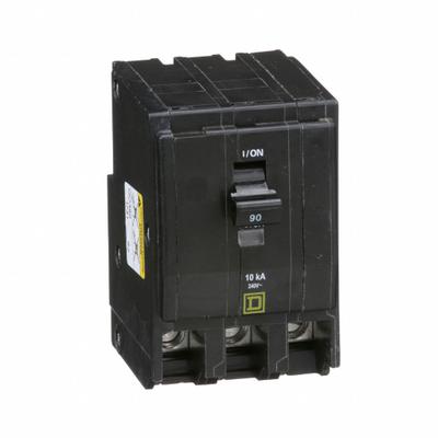 SQUARE D Miniature Circuit Breaker: 90 A, 120/240V AC, Three Phase, 10kA at 120/240V AC - QO Series, Plug-In Square D Miniature Circuit Breakers