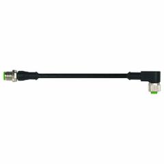 Cordset: M12 Male Straight X M12 Female Right Angle, 4 Pins, Black, PUR, 1 m Cable Lg (MPN 7000-40121-6340100). Key specifications — Cable Jacket Color: Black; End 1 Gender: Male; End 1 Mounting Orientation: Straight; End 2 Gender: Female; End 2 Mounting Orientation: Right Angle; End 2 Connection Type: M12; IP Rating: IP67; Brand: MURRELEKTRONIK.