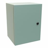 HAMMOND Electrical Enclosure: Steel, 16 in x 12 in x 10 in, NEMA 12/3R/4, Solid Cover, Hinged (MPN EN4SD161210GY). Key specifications — Closure Method: 1/4-Turn Latch; Brand: HAMMOND; Knockouts: Not Included.