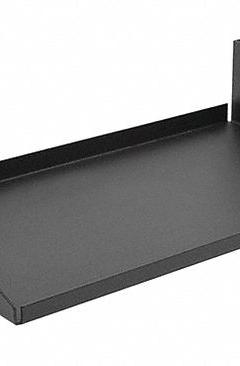 MONOPRICE Rack Shelf: 2 u, Solid Shelf, 10 in Overall Dp, 3 1/2 in Overall Ht, 19 in Overall Wd (MPN 8631). Key specifications — Brand: MONOPRICE; Color: Black; Material: Steel; _Shelf Style: Solid.