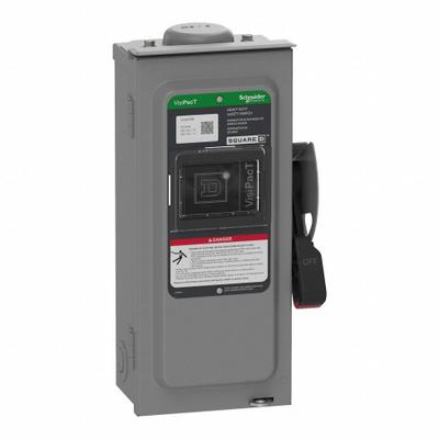 SCHNEIDER Safety Switch: Fusible, 30 A, Three Phase, 600V AC/DC, Galvanized Steel - Fusible Safety Switches