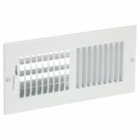 Sidewall/Ceiling Register: Ceiling/Wall, 5 3/4 in H, 11 3/4 in W, Louvered, Powder Coated, White (MPN 4JRN9). Key specifications — Adjustable Blades: No; Brand: APPROVED VENDOR; Airflow Directions: Two-Way; Grille Color: White.