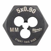 MILWAUKEE Hex Threading Die: M5x0.9 Metric, 1 in Hex Wd, Black Oxide Carbon Steel (MPN 49-57-5328)