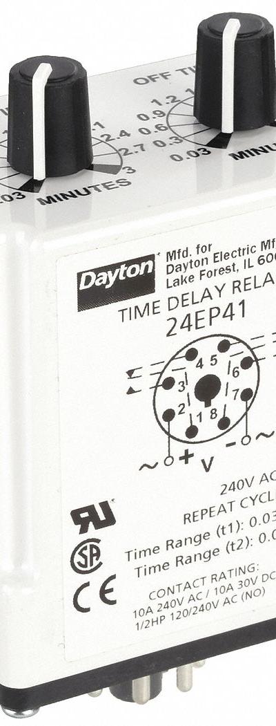 DAYTON Single Function Time Delay Relay: Socket Mounted - Socket-Mounted Relays