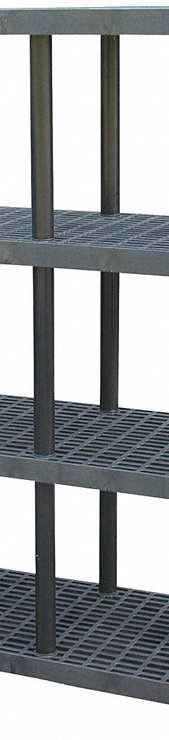 STRUCTURAL PLASTICS Plastic Shelving: 66 in x 24 in, 75 in Overall Ht, 4 Shelves (MPN S6624X4). Key specifications — Resistance Properties: Corrosion-Resistant; Frame Material: Plastic; Shelving Material: High Density Polyethylene; Brand: STRUCTURAL PLASTICS.