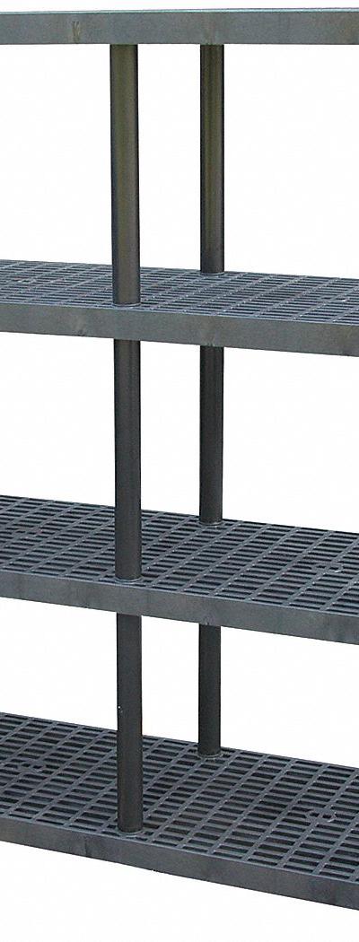 STRUCTURAL PLASTICS Plastic Shelving: 66 in x 24 in, 75 in Overall Ht, 4 Shelves - High-Durability Fixed Press-Fit Stationary Plastic Shelving