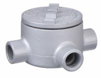 Conduit Outlet Body: Iron, GR, 3/4 in Trade Size, T Body, 18 cu in Body Capacity (MPN GRT75). Key specifications — Series: For Standard Body; Compatible Conduit Trade Size: 3/4 in; Thread Gender: Female; Hub Style: Threaded; Cover Included: Yes; Body Style: T; Connection Type: Threaded; Back Type: Round.