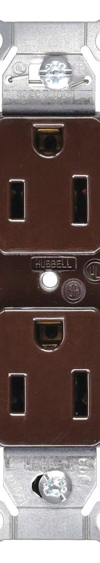 HUBBELL Receptacle: Duplex, 5-15, Brown, 125V AC, 15 A, 2 Pole / 3 Wire (MPN BR15)