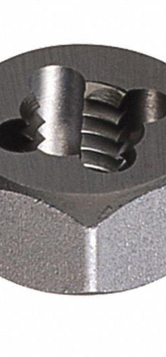 CLEVELAND Hex Threading Die: M4x0.7 Metric, 19/32 in Hex Wd, Carbon Steel (MPN C29193)