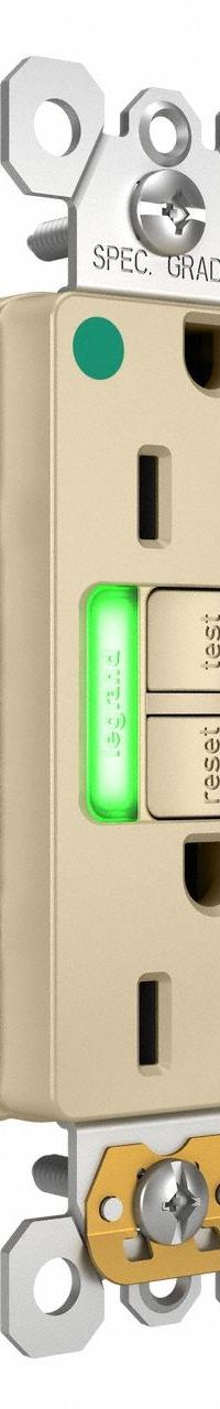 LEGRAND GFCI: Hospital Grade, Duplex, 5-20R, Ivory, GFCI, 125V AC, 20 A, 2 Pole / 3 Wire (MPN 2097HGTRPII)
