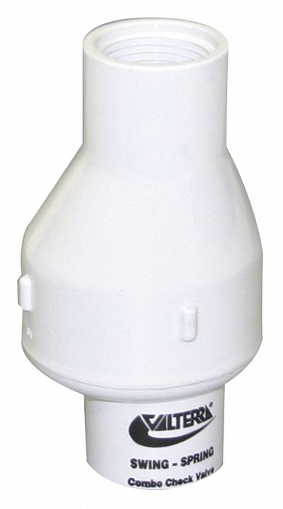 VALTERRA Check Valve: Swing, Inline Valve Body, 3/4 in Pipe Size, FIP x FIP, PVC - PVC Inline Spring-Loaded Swing Check Valves