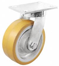 APPROVED VENDOR Plate Caster: Corrosion-Resistant/Debris-Resistant/Maint Free/Quiet-Roll, Swivel (MPN P27S-UY080K-16). Key specifications — Wheel/Tread Color: Yellow; Brand: APPROVED VENDOR; Roll Up: Swivel.