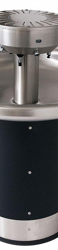 ACORN Wash Fountain: Black/Silver, Stainless Steel, Circular, 38 1/4 in Overall Wd, P-Trap Drain (MPN 3506-3-SO-BO-DV-VPB-MXTP). Key specifications — Bowl Shape: Circular; Drain Type: P-Trap; Color: Black/Silver; Brand: ACORN; Series: 3506; Sink Material: Stainless Steel; ADA Compliant: Not ADA Compliant.