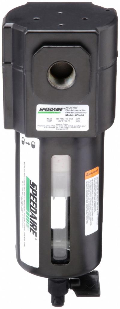 SPEEDAIRE Compressed Air Filter: Particulate, 3/8 in NPT, 5 micron, 112 cfm - Speedaire FRL Air Filters