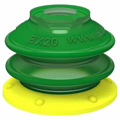 PIAB Vacuum Pad: Plain Pad without Adapter, 37.08 mm Pad Dia, Polyurethane, Yellow - Multi-Bellows Type Packaging Industry Vacuum Pads