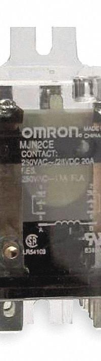 OMRON Enclosed Power Relay: Surface (Side Flange) Mounted, 10 A Current Rating, 24V AC, DPDT (MPN MJN2CE-AC24). Key specifications — Brand: OMRON; Base Type: Octal; Mounting Style: Side Flange; Electrical Connection: Quick-Connect; Manufacturer Part Number: MJN2CE-AC24; Operating Current: 10 A; Series: MJN Series.