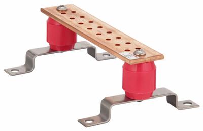 HUBBELL PREMISE WIRING Grounding Busbar: Copper, 10 in Grounding Bar Lg - Grounding Busbars with Standoffs
