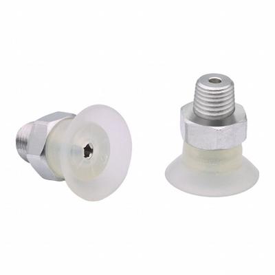 SCHMALZ Vacuum Pad Assembly: Flat, 1/8 in NPT Vacuum Port, 33.3 mm Pad Dia, Clear - Flat Type Food-Safe Fast-Handling Vacuum Pad Assemblies